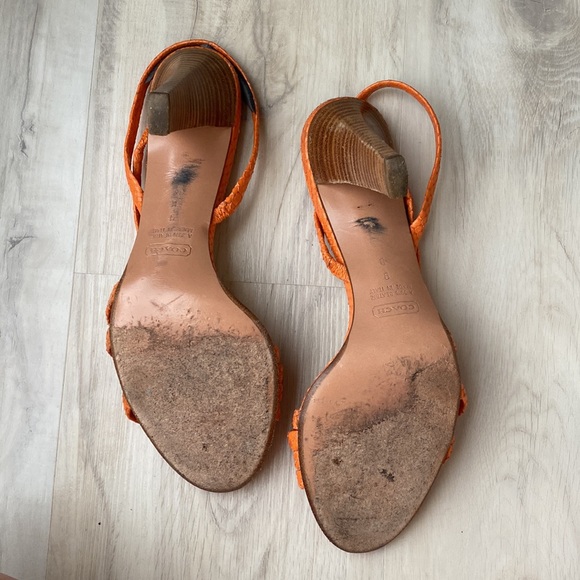 Coach Beatriz Printed Python Orange Heels - Picture 3 of 7